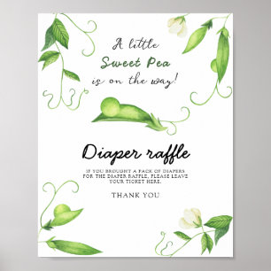 Erwten baby shower - luierverloting poster