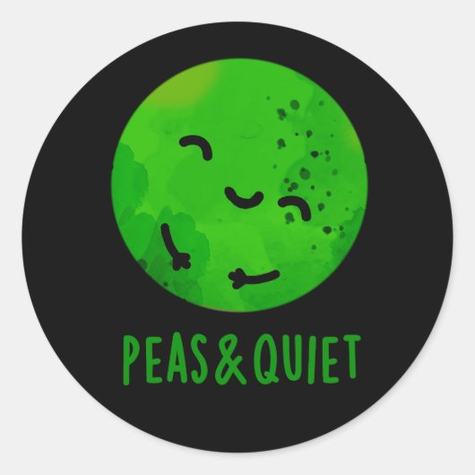 Erwten en stilte Funny Veggie Pea Pun Dark BG Ronde Sticker (Voorkant)