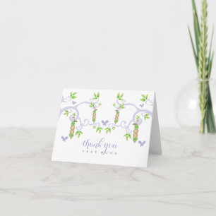 Erwten in een Baby shower met twee peul Hartelijk Bedankkaart