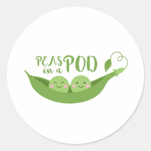 erwten in een peul ronde sticker