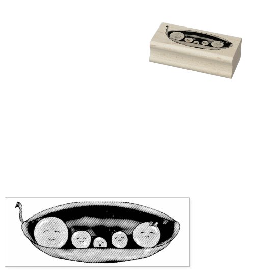 Erwten in een peulfamilie | Kunststempel hout Rubberstempel (Gestempeld)