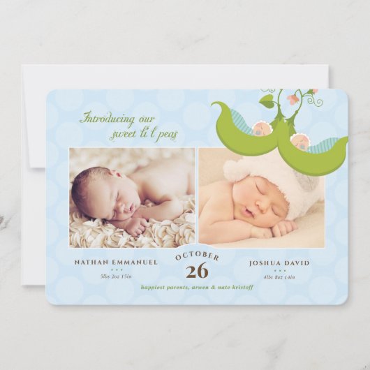 Erwten in een tweelingboei 2 poolboeien - Aankondi Kaart (Voorkant)