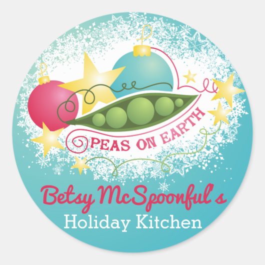 Erwten op aarde Kerstgerechten uit de keuken van Ronde Sticker (Voorkant)