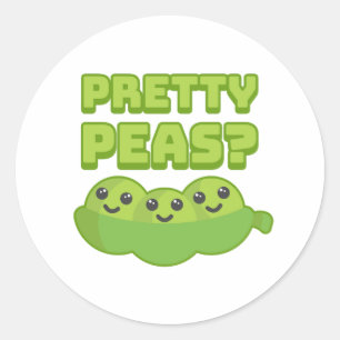erwten? Schattigee en Punny Pea Cartoon Ronde Sticker