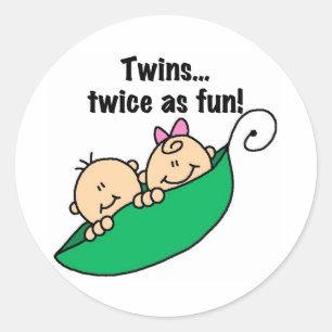 Erwtenpeul tweeling twee keer zo leuk ronde sticker