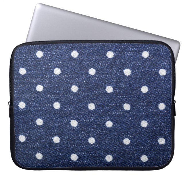 Erwtenstempel: denim stof textuur. laptop sleeve (Voorkant)