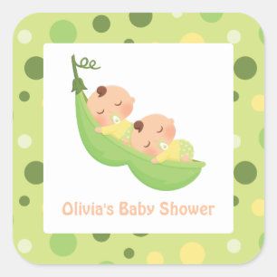 Erwtjes in een peul Schattige Tweeling Baby Shower Vierkante Sticker