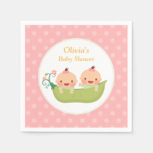 Erwtjes in een Peul Tweeling Meisjes Baby Shower B Servet
