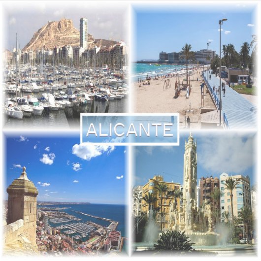 ES Alicante - Skyline - het strand van Postiguet - Sticker (Voorkant)