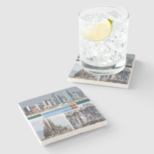 ES Barcelona - Skyline - Skyline - Sagrada Familia Stenen Onderzetter
