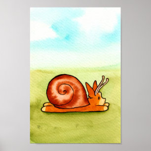 Es-Corg-O Snail Corgi Aquarelle Imprimer Poster