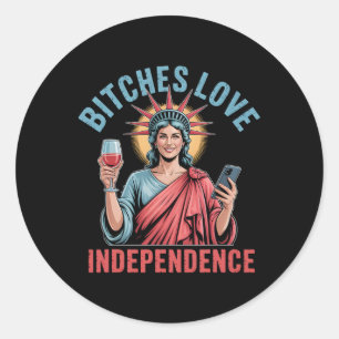 ES Love Independence Funny 4 juli voor vrouwen Ronde Sticker