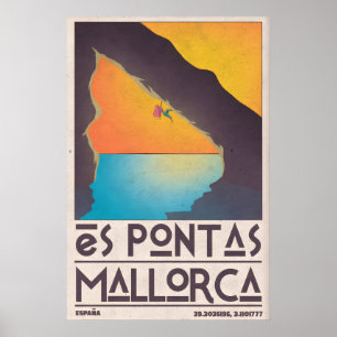 Es Pontas Klimrekposter Retro Mallorca Reizen Poster