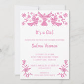 Es una invitación rosa otomí Chica Aankondiging (Voorkant)