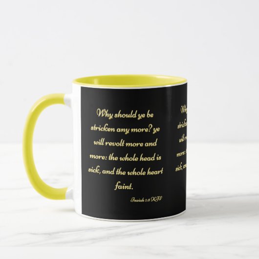 Ésaïe 1:5 KJV Bible Écriture Mug à deux tons (Gauche)