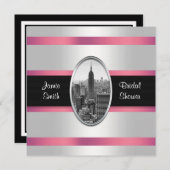 ESB Douche Uitnodigen Wit Roze Kaart (Voorkant / Achterkant)