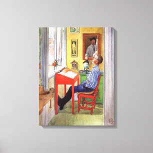 Esbjorn doet zijn thuiswerk door Carl Larsson Canvas Afdruk