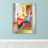 Esbjorn doet zijn thuiswerk door Carl Larsson Canvas Afdruk (Insitu (Houten vloer))