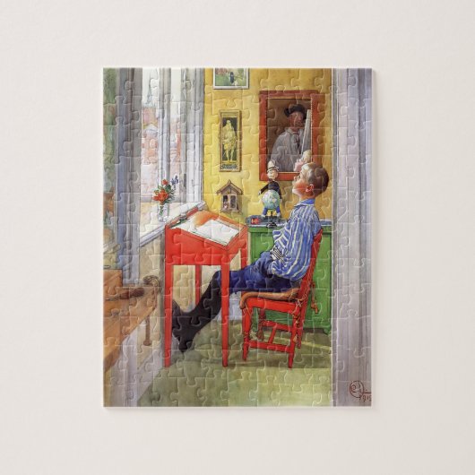 Esbjorn doet zijn thuiswerk door Carl Larsson Legpuzzel (Verticaal)