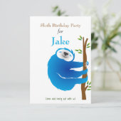 Escalade Blue Sloth Anniversaire Fête Invitation (Debout devant)