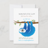 Escalade Blue Sloth Anniversaire Fête Invitation (Dos)