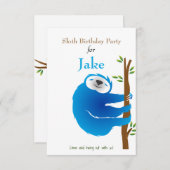 Escalade Blue Sloth Anniversaire Fête Invitation (Devant / Derrière)
