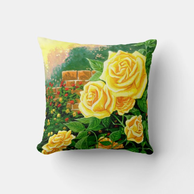 Escalade Jaune Roses Jaune Lève Oreiller (Recto)