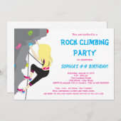 Escalade Rock Anniversaire Fête Fille Invitations (Devant / Derrière)