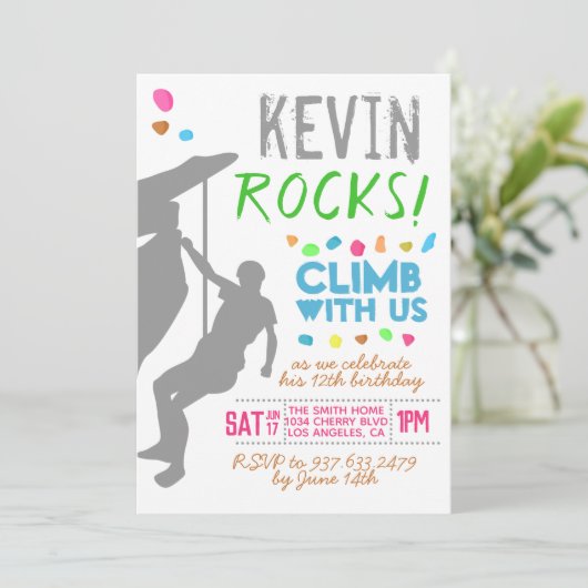 Escalade rock Invitation d'anniversaire (Debout devant)