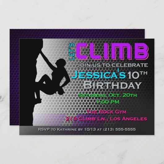 Escalade rock Invitation d'anniversaire - Montons (Devant / Derrière)