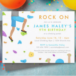 Escalade rock Invitation de fête d'anniversaire -