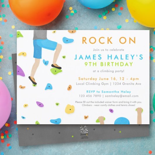 Escalade rock Invitation de fête d'anniversaire -