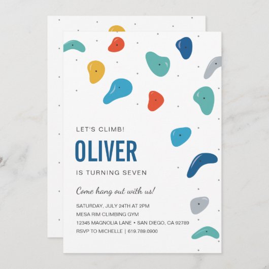 Escalade Rock Invitation de fête d'anniversaire (Devant / Derrière)