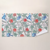 Escalade Rose et petit oiseau, William Morris (Serviette de bain)