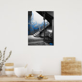 Escalier Art déco noir et blanc avec bleu (Cuisine)