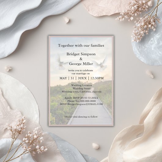 escalier du ciel moderne saint mariage invitation