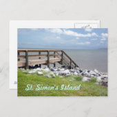 Escalier en bois vers l'eau Carte postale (Devant / Derrière)