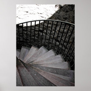 Escalier en spirale Poster noir et blanc