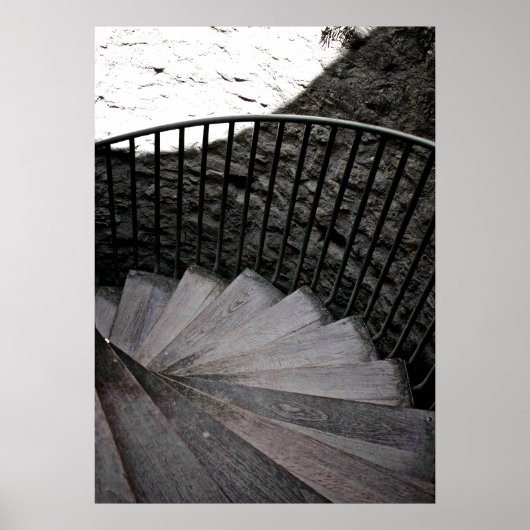 Escalier en spirale Poster noir et blanc (Devant)