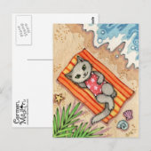 Escape - Cute Beach Cat Art Briefkaart (Voorkant / Achterkant)