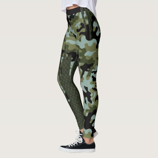 Escape Forest Camouflage Blue Lake Grid Leggings (Links)