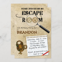 Escape Room Birthday Uitnodiging