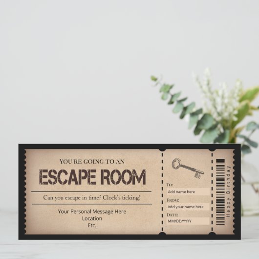 Escape Room Cadeaubon Sjabloon Kaart (Staand voorkant)