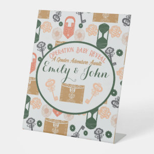 Escape Room Gender Reveal Baby shower Reclamebord Met Voetstuk