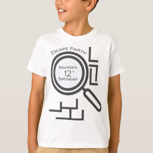Escape Room Maze Party Grey White T-Shirt