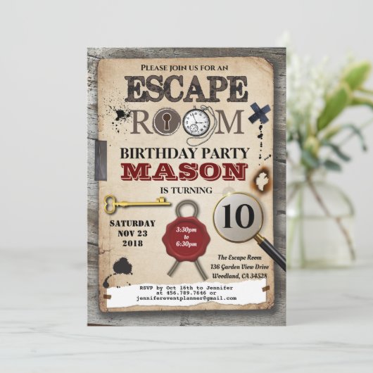 Escape room mysterie om dag van dag op dag op dag  kaart (Staand voorkant)