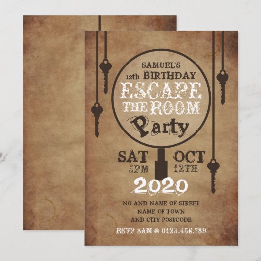 Escape Room,  papierfeest Kaart (Voorkant / Achterkant)