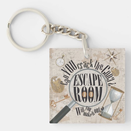 Escape Room Party Puzzle Clue Sleutelhanger (Voorkant)