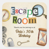 Escape Room Party Vierkante Sticker (Voorkant)