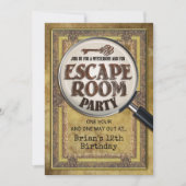 Escape Room Party Voor- en Achteruitnodiging Kaart (Voorkant)
